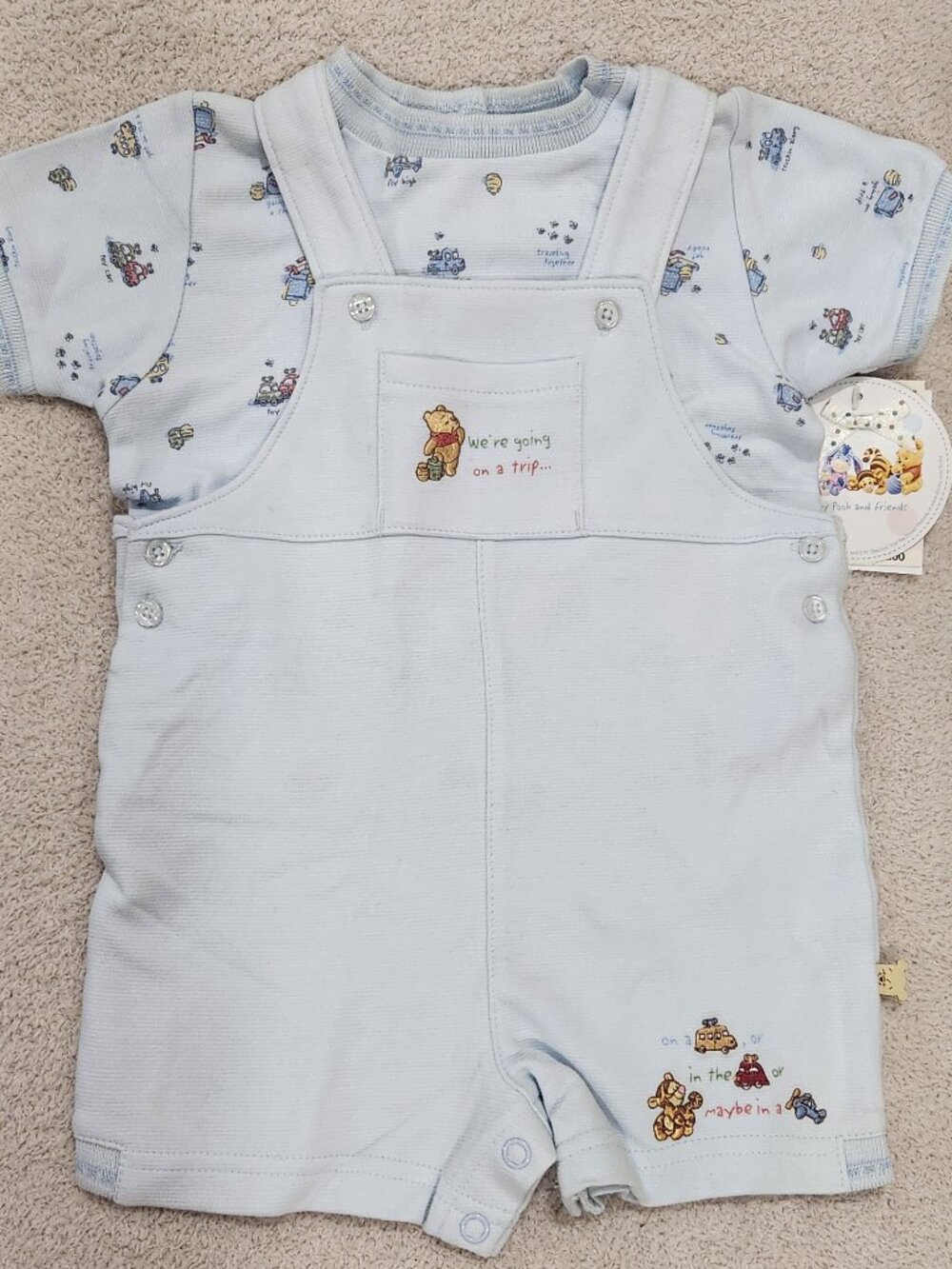 Disney - Baby Boys' 2-Pc "Going on a Trip" Shortall Set - Picture 5 of 5